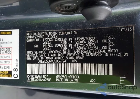 2013 Toyota 4Runner Limited from USA, damaged, VIN JTEZU5JR9D5056724